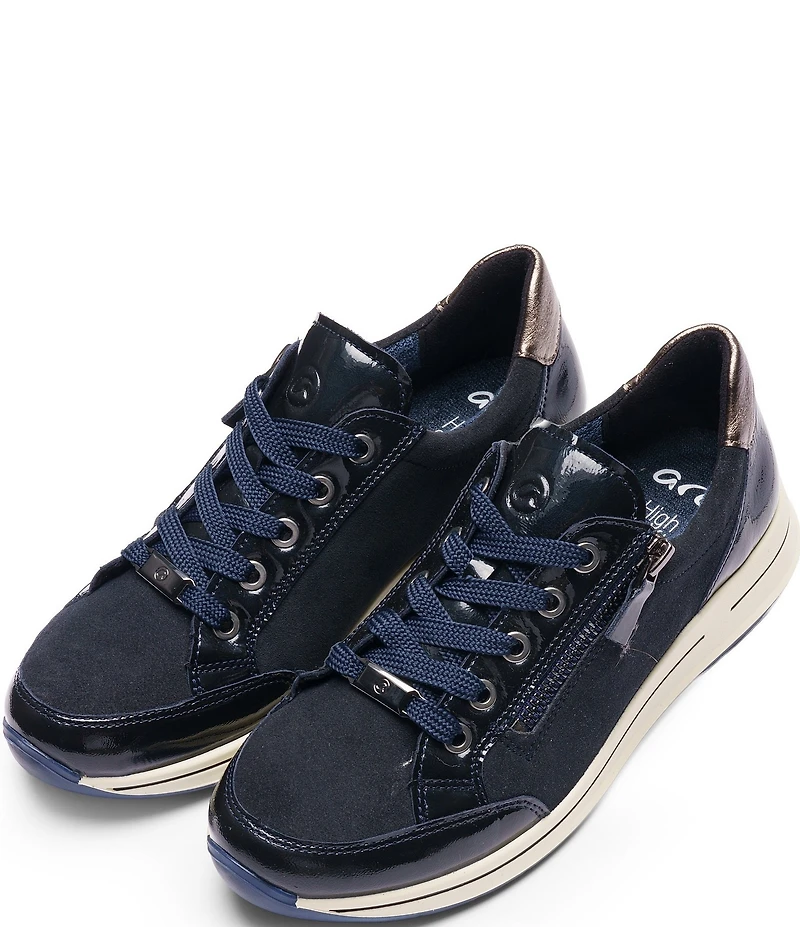 ara Oleanna Suede And Patent Side Zip Sneakers