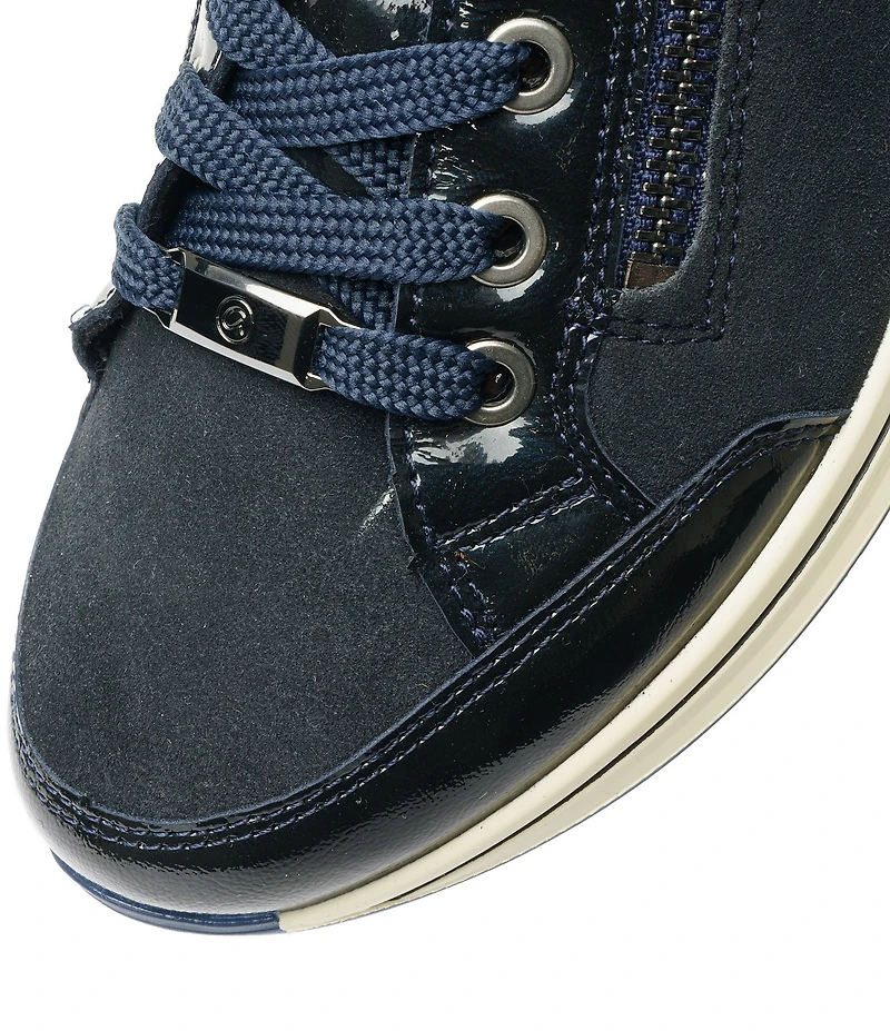 ara Oleanna Suede And Patent Side Zip Sneakers
