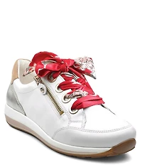 ara Ollie Leather Floral Lace Side Zip Sneakers
