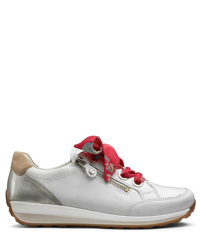 ara Ollie Leather Floral Lace Side Zip Sneakers