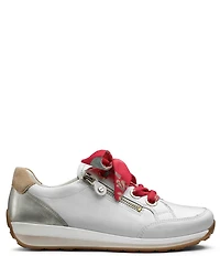 ara Ollie Leather Floral Lace Side Zip Sneakers