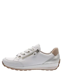 ara Ollie Leather Floral Lace Side Zip Sneakers