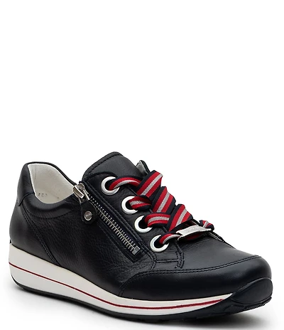 ara Ollie Leather Stripe Lace Side Zip Sneakers