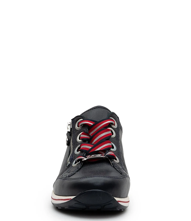 ara Ollie Leather Stripe Lace Side Zip Sneakers