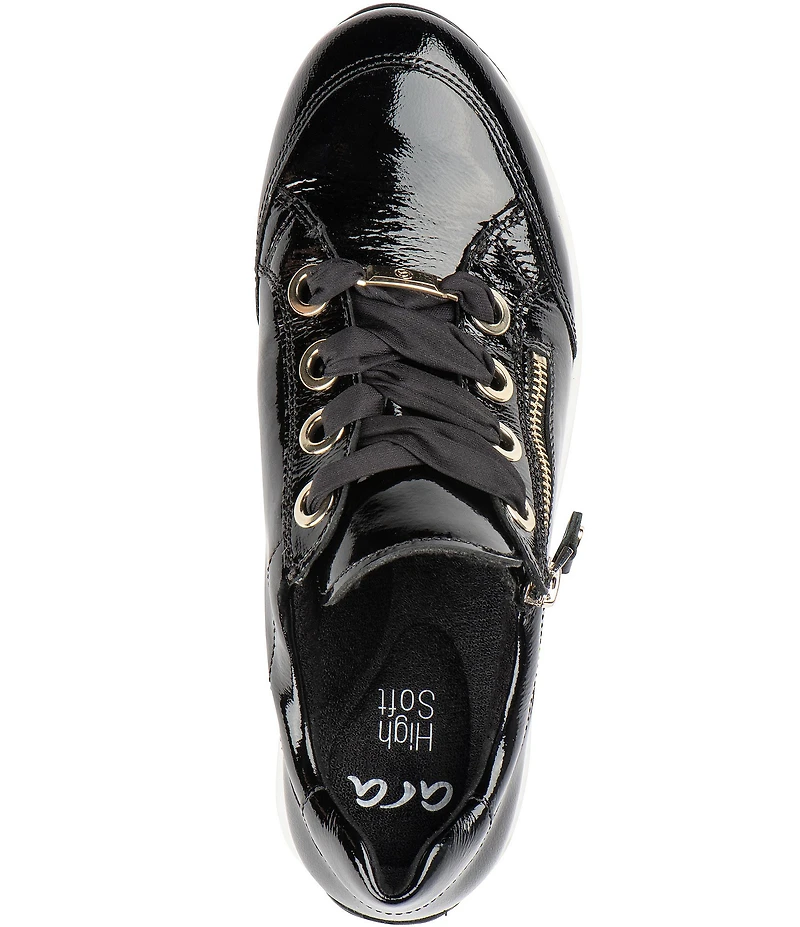 Ara Ollie Patent Leather Side Zip Sneakers