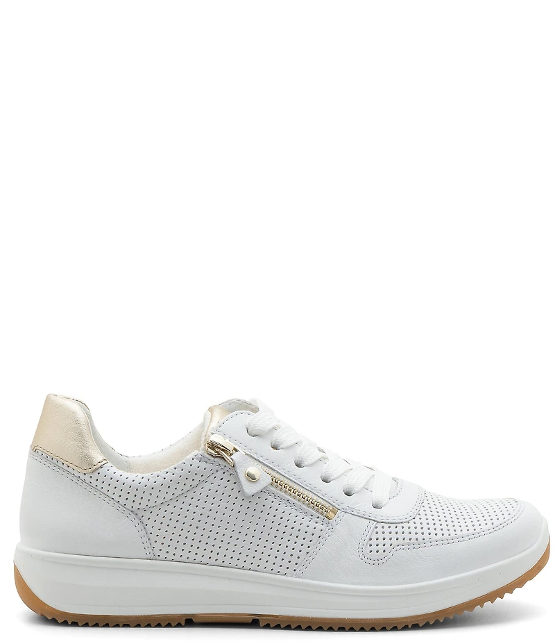 ara Opal Perforated Leather Side Zip Sneakers