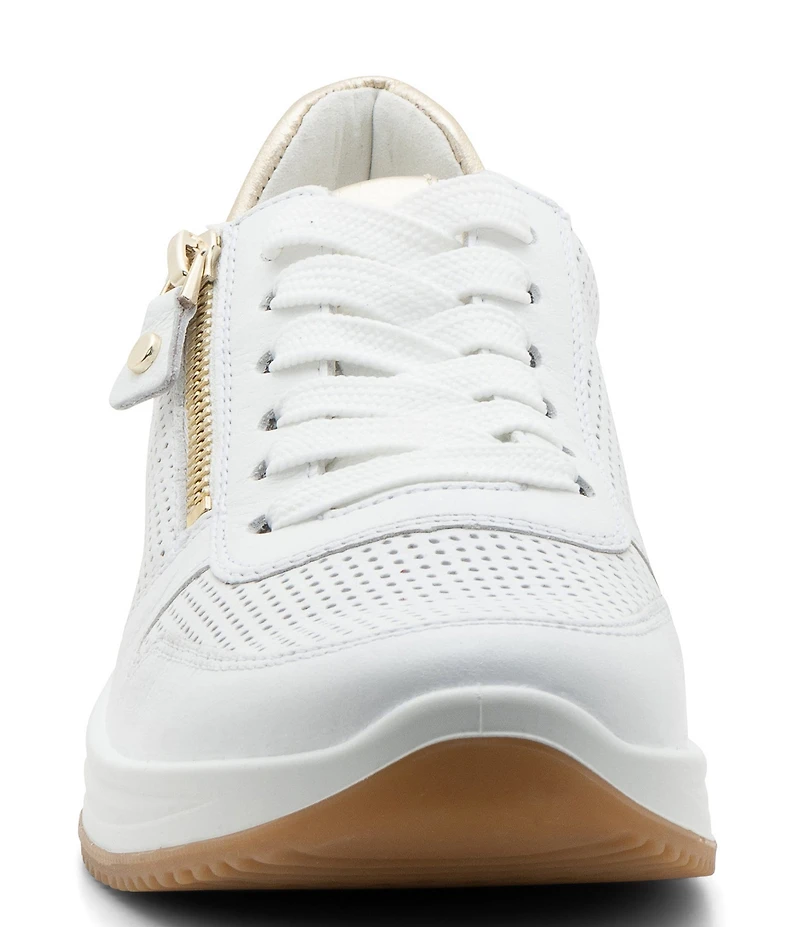 ara Opal Perforated Leather Side Zip Sneakers