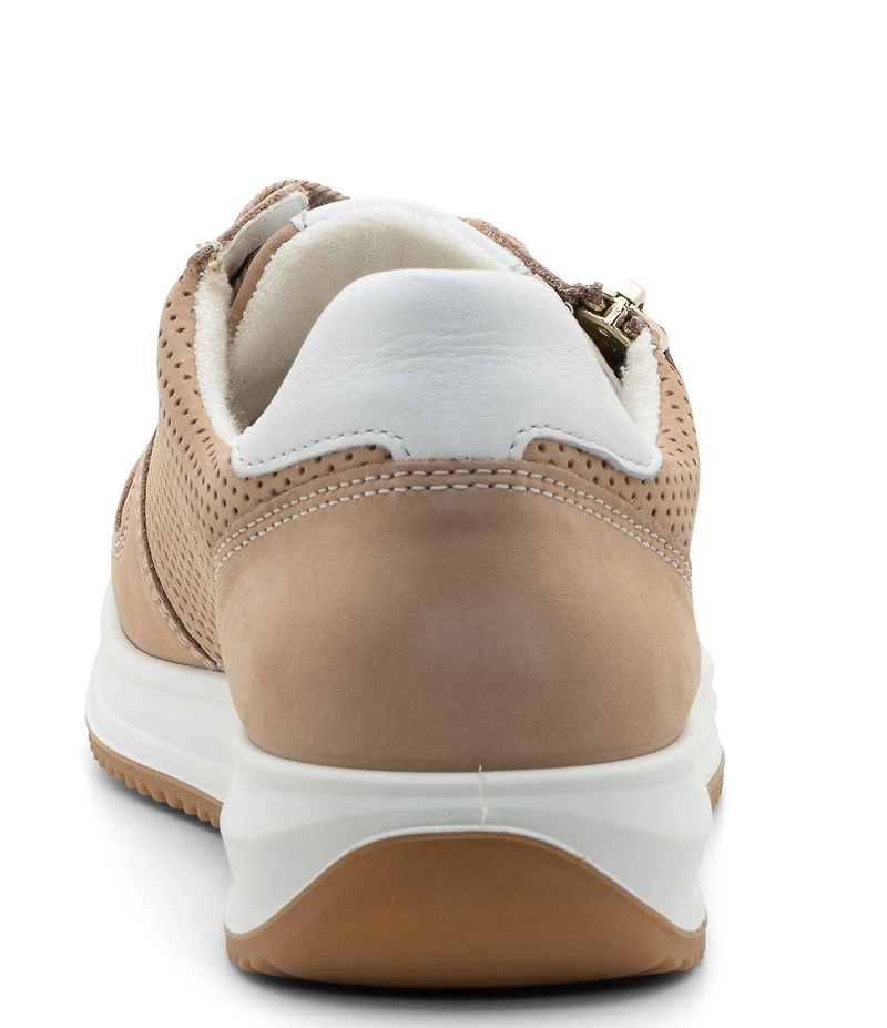 ara Opal Perforated Nubuck Side Zip Lace Up Sneakers