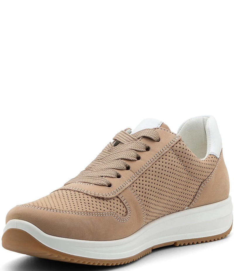 ara Opal Perforated Nubuck Side Zip Lace Up Sneakers