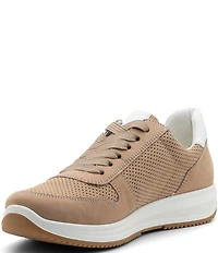 ara Opal Perforated Nubuck Side Zip Lace Up Sneakers