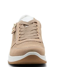 ara Opal Perforated Nubuck Side Zip Lace Up Sneakers
