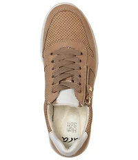 ara Opal Perforated Nubuck Side Zip Lace Up Sneakers