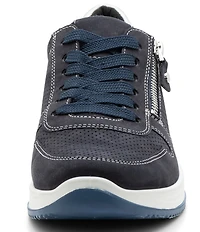 ara Opal Perforated Nubuck Side Zip Lace Up Sneakers
