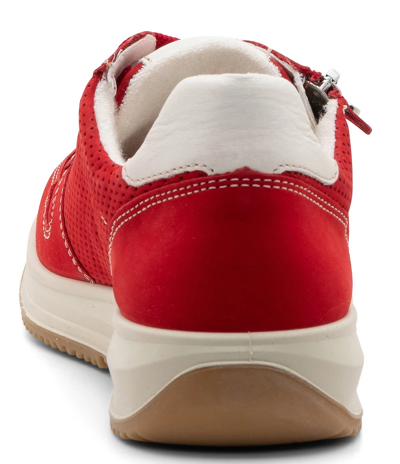 ara Opal Perforated Nubuck Side Zip Lace Up Sneakers
