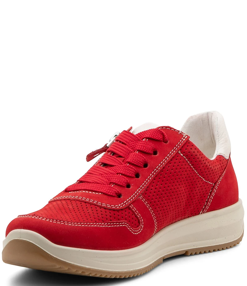 ara Opal Perforated Nubuck Side Zip Lace Up Sneakers