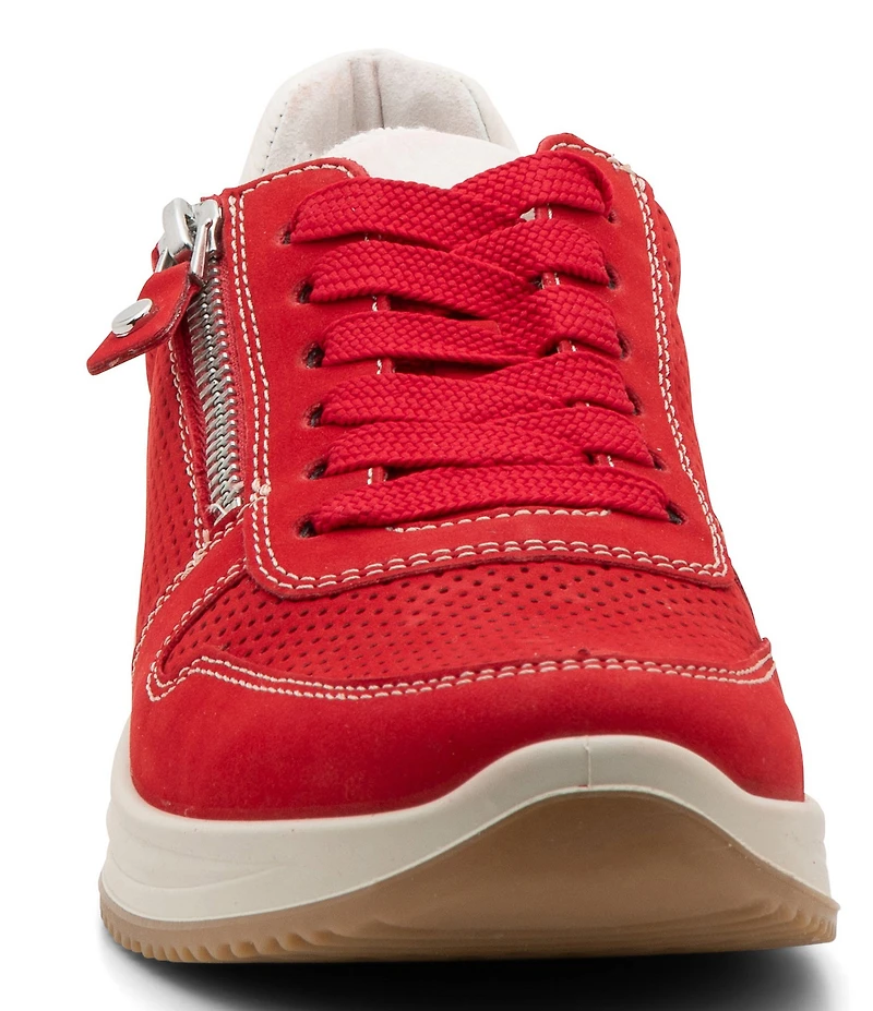 ara Opal Perforated Nubuck Side Zip Lace Up Sneakers