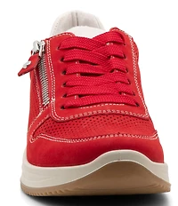 ara Opal Perforated Nubuck Side Zip Lace Up Sneakers