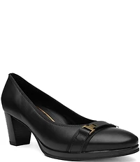 ara Ophelia Leather Decorative Buckle Strap Block Heel Pumps