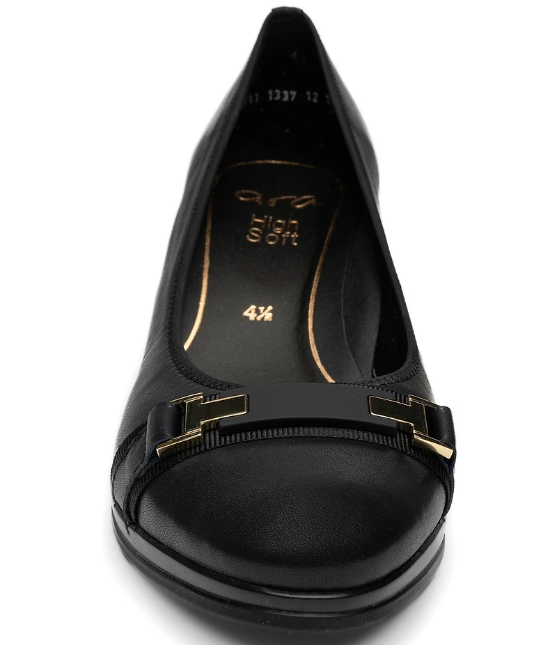 ara Ophelia Leather Decorative Buckle Strap Block Heel Pumps