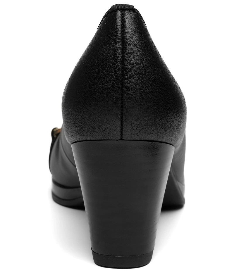 ara Ophelia Leather Decorative Buckle Strap Block Heel Pumps