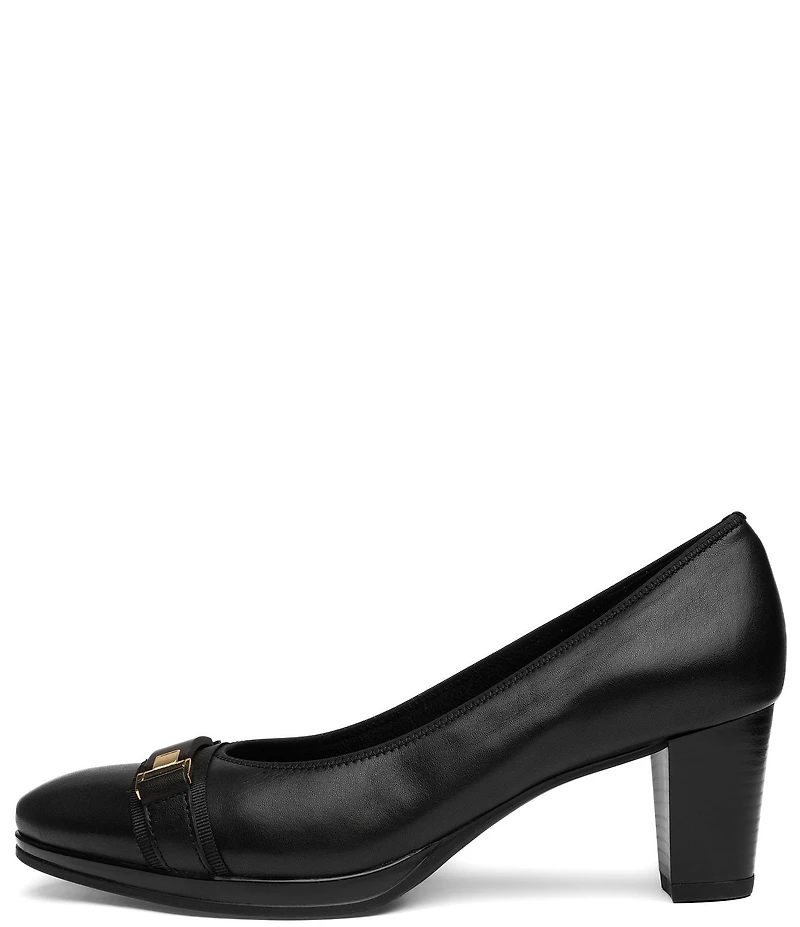 ara Ophelia Leather Decorative Buckle Strap Block Heel Pumps