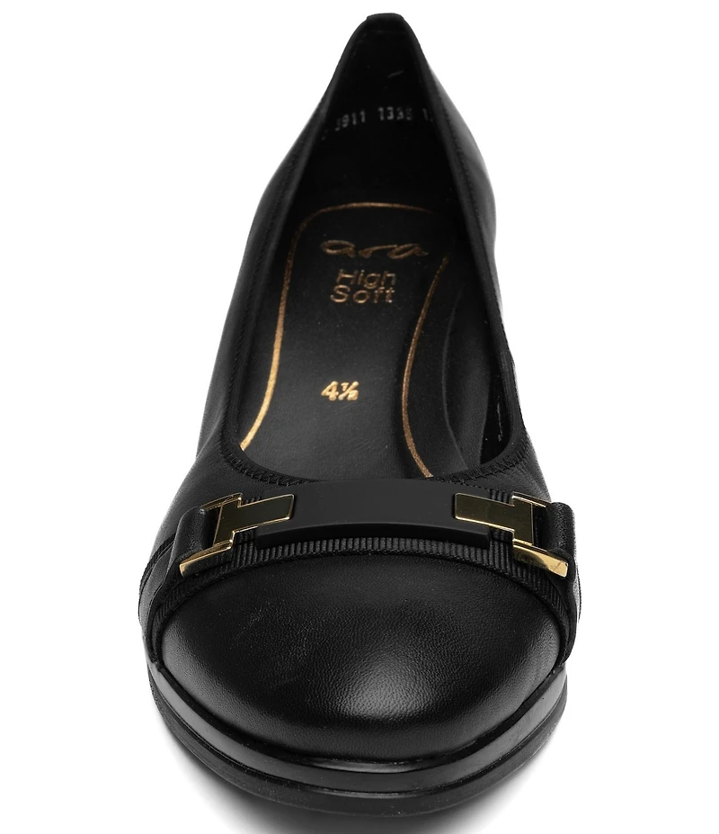 ara Ophelia Leather Decorative Buckle Strap Block Heel Pumps
