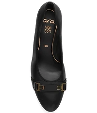 ara Ophelia Leather Decorative Buckle Strap Block Heel Pumps