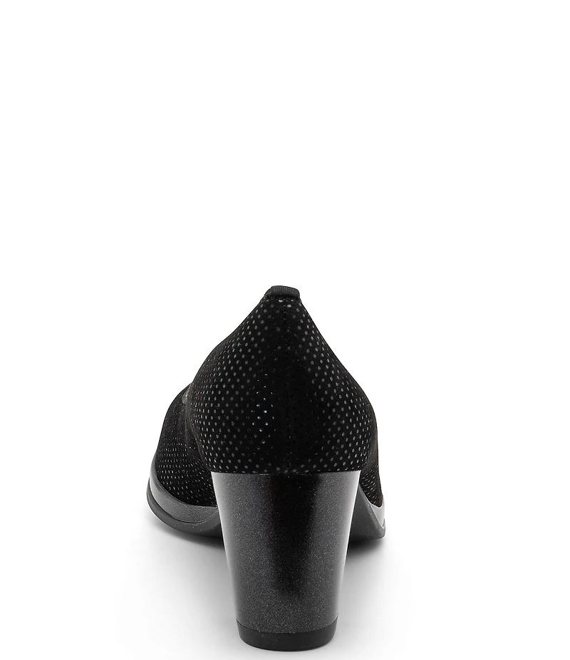 ara Ophelia Pin Dot Suede Block Heel Platform Pumps