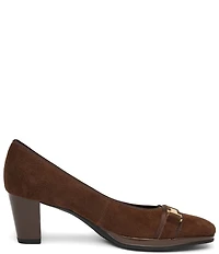 ara Ophelia Suede Decorative Buckle Strap Block Heel Pumps