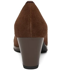 ara Ophelia Suede Decorative Buckle Strap Block Heel Pumps