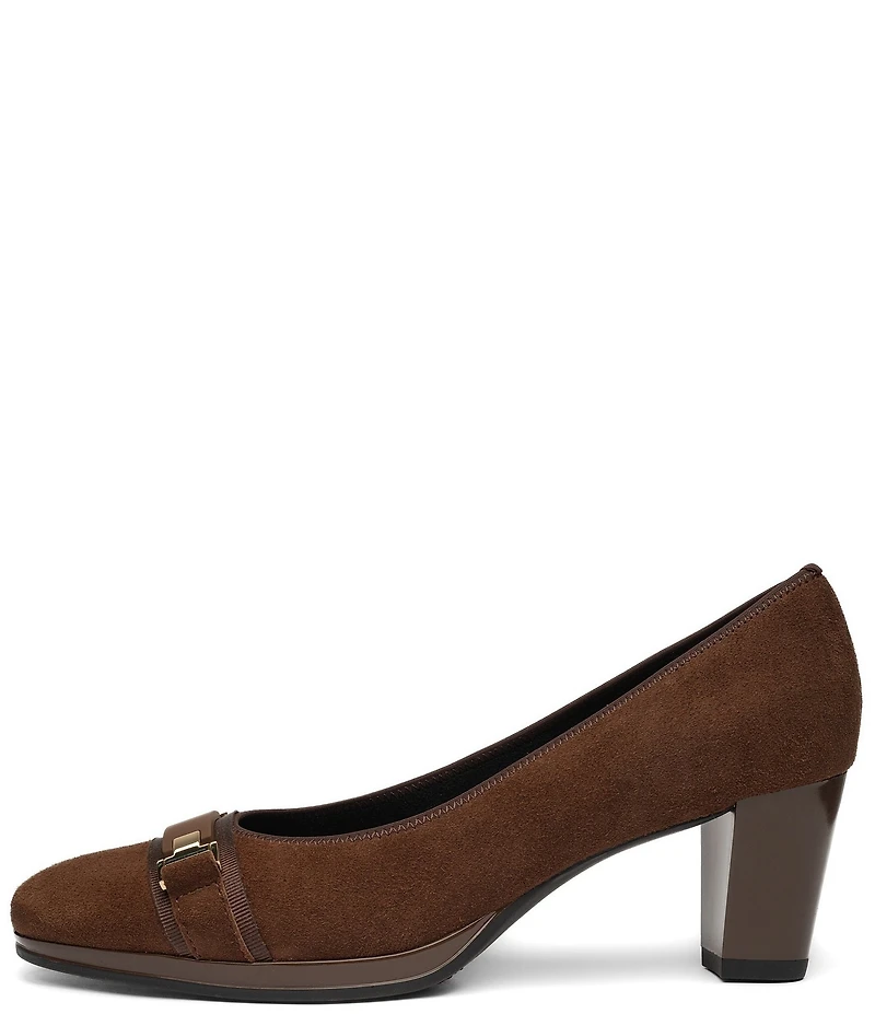 ara Ophelia Suede Decorative Buckle Strap Block Heel Pumps