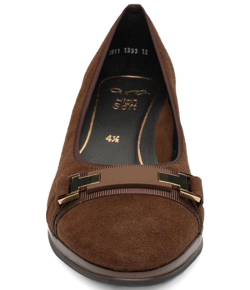 ara Ophelia Suede Decorative Buckle Strap Block Heel Pumps