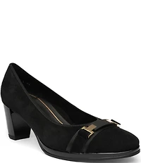 ara Ophelia Suede Decorative Buckle Strap Block Heel Pumps