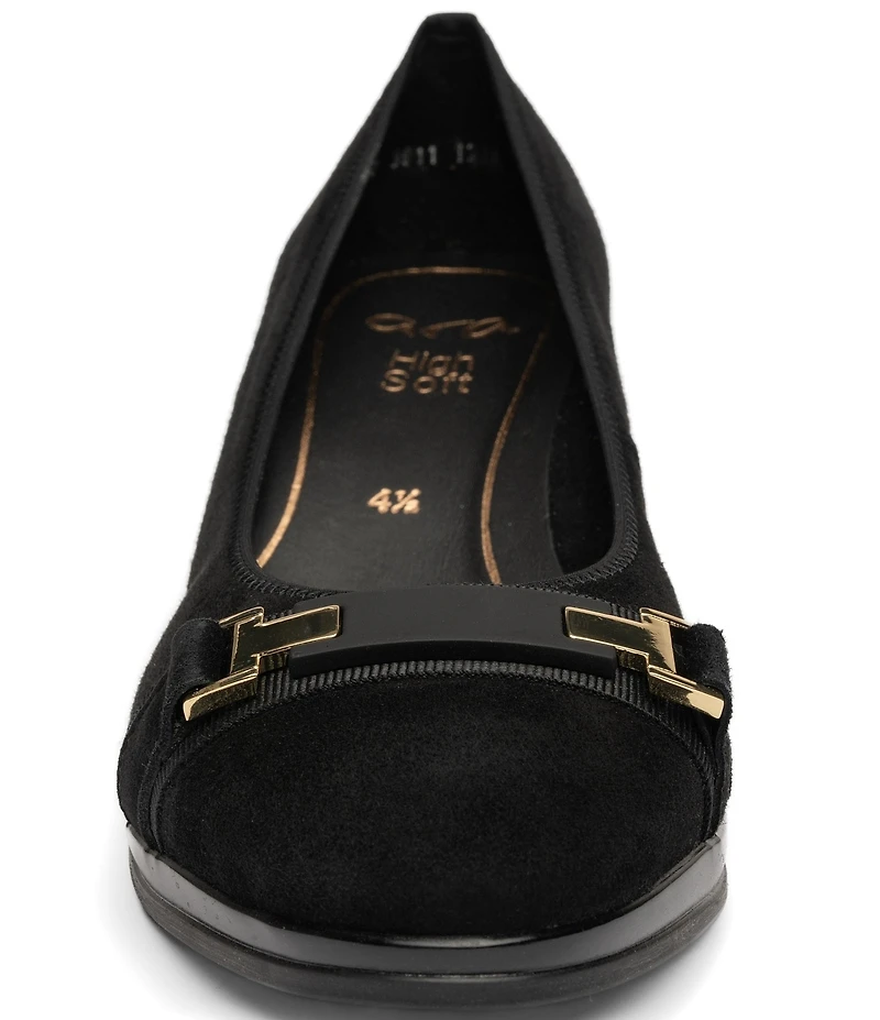ara Ophelia Suede Decorative Buckle Strap Block Heel Pumps