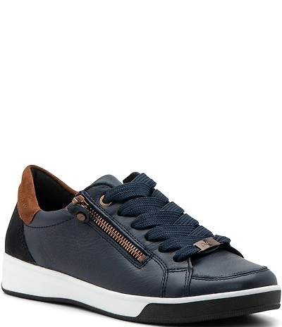 ara Rei Low Patent Leather Zip Sneakers
