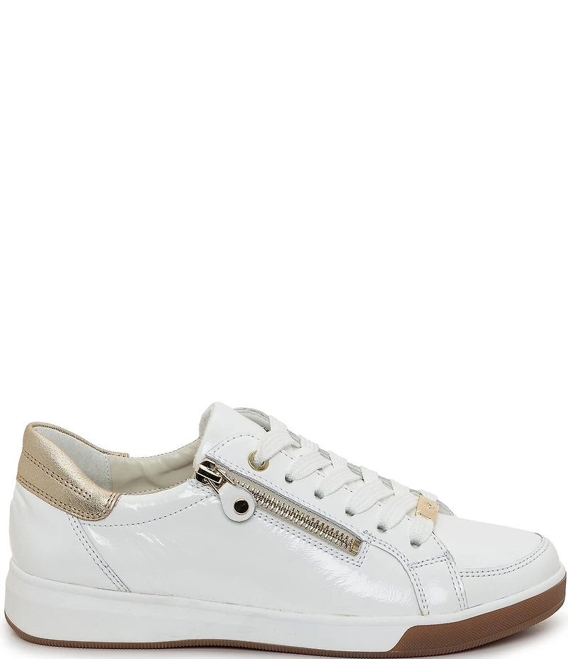 ara Rei Low Patent Leather Zip Sneakers