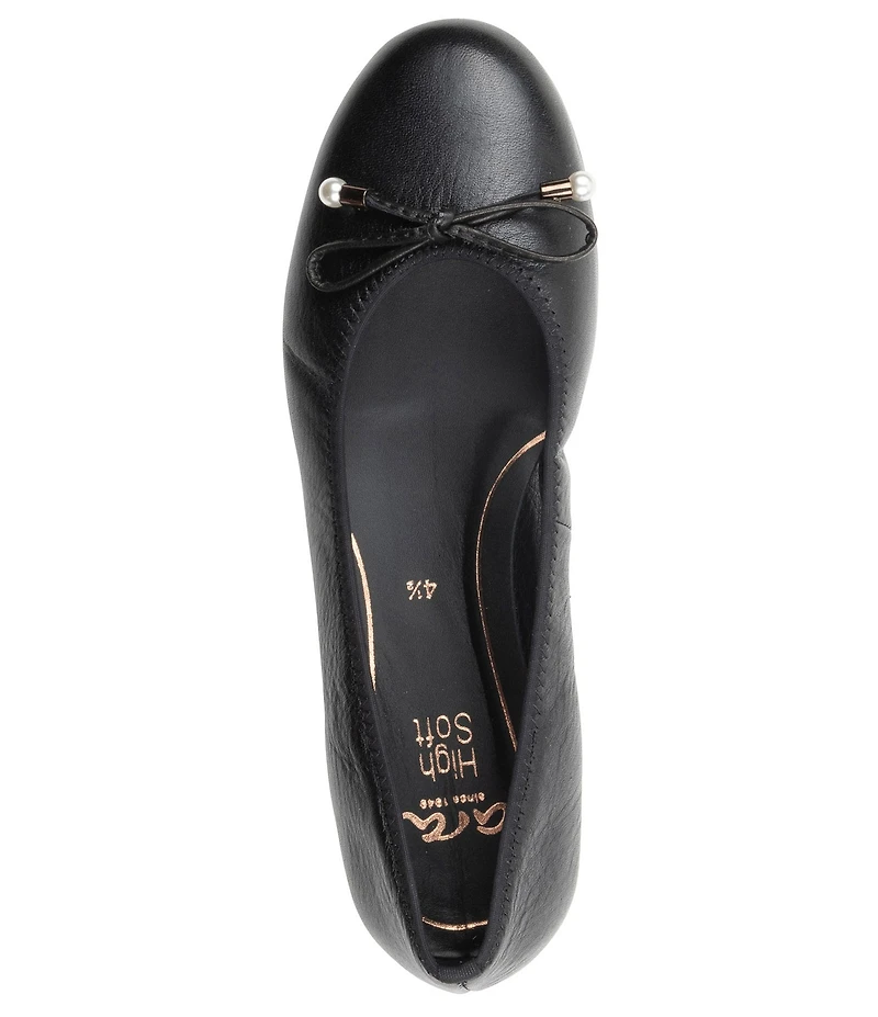 ara Scout Leather Pearl Bow Ballet Flats
