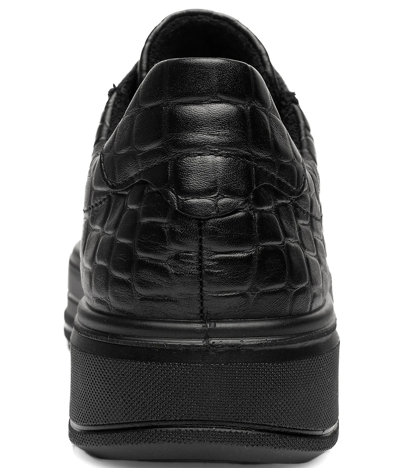 ara Women's Carol Croco Embossed Leather Lace Up Platform Sneakers