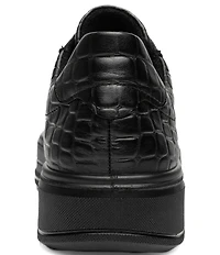 ara Women's Carol Croco Embossed Leather Lace Up Platform Sneakers