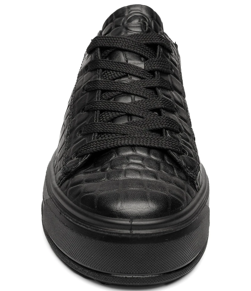 ara Women's Carol Croco Embossed Leather Lace Up Platform Sneakers