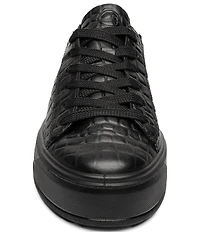 ara Women's Carol Croco Embossed Leather Lace Up Platform Sneakers