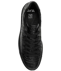 ara Women's Carol Croco Embossed Leather Lace Up Platform Sneakers