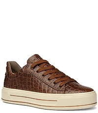 ara Women's Carol Croco Embossed Leather Lace Up Platform Sneakers