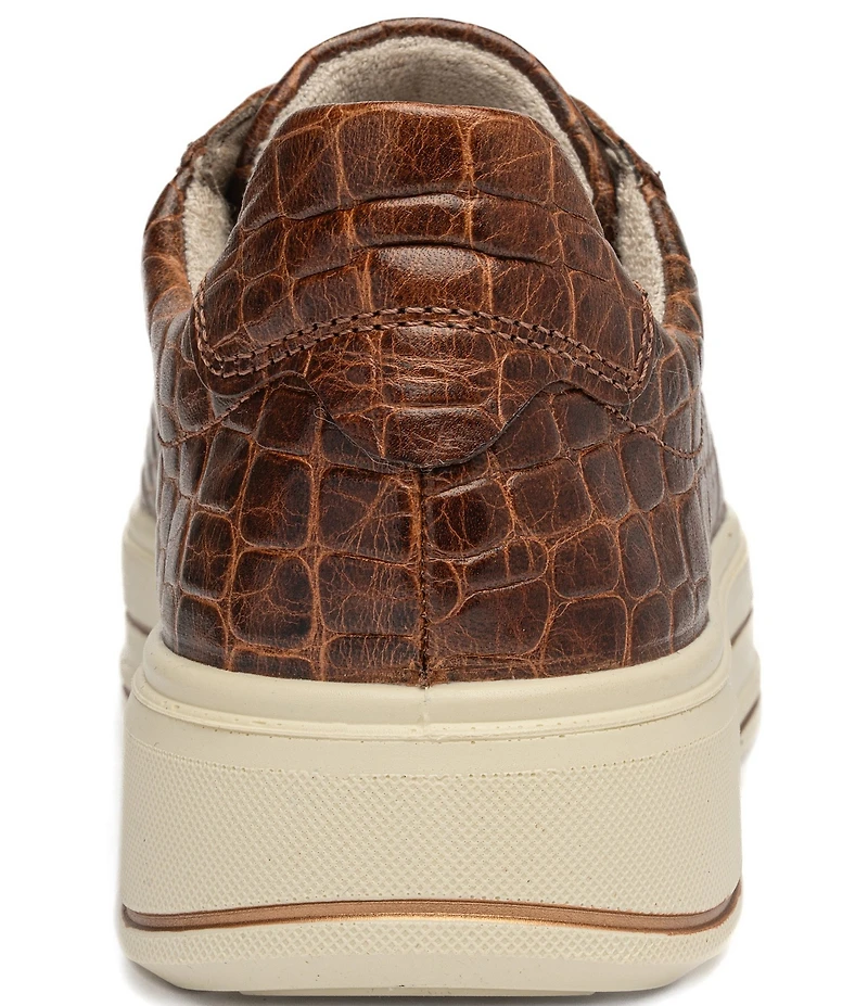 ara Women's Carol Croco Embossed Leather Lace Up Platform Sneakers