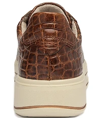 ara Women's Carol Croco Embossed Leather Lace Up Platform Sneakers