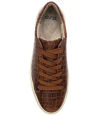 ara Women's Carol Croco Embossed Leather Lace Up Platform Sneakers
