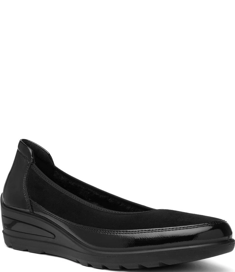 ara Zinnia Crunch Patent Leather Suede Wedge Pumps