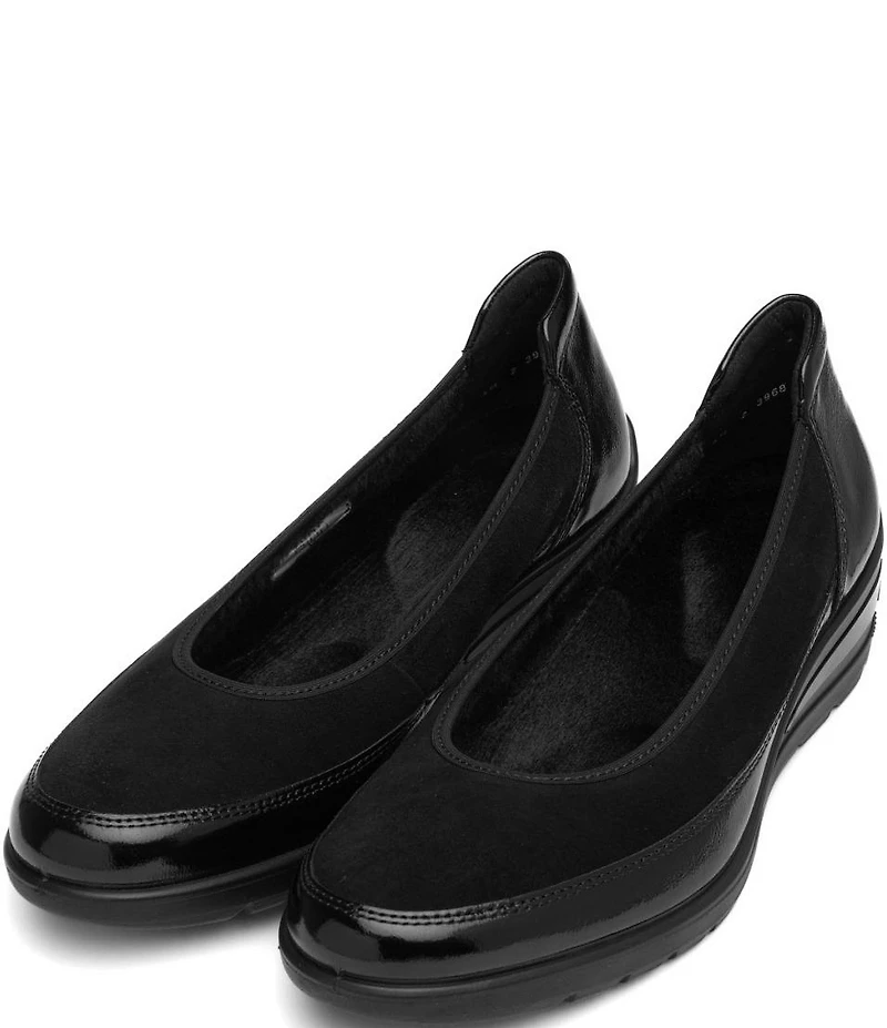 ara Zinnia Crunch Patent Leather Suede Wedge Pumps