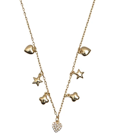 Argento Vivo Charm Drop Frontal Collar Necklace