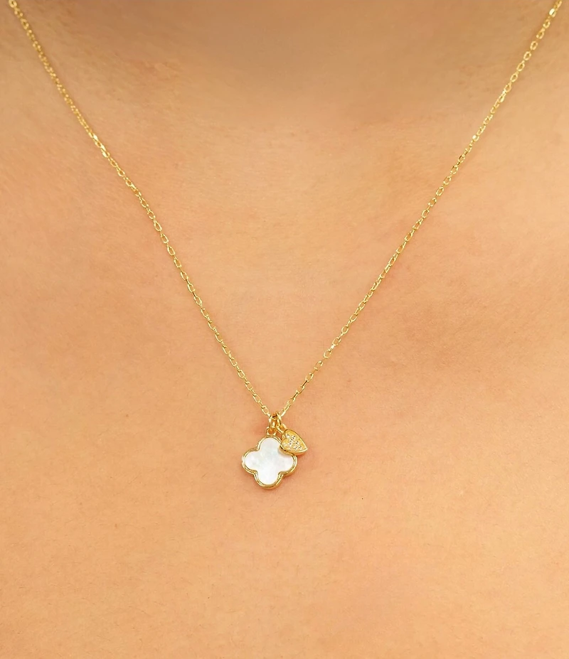 Argento Vivo Clover Heart Short Pendant Necklace